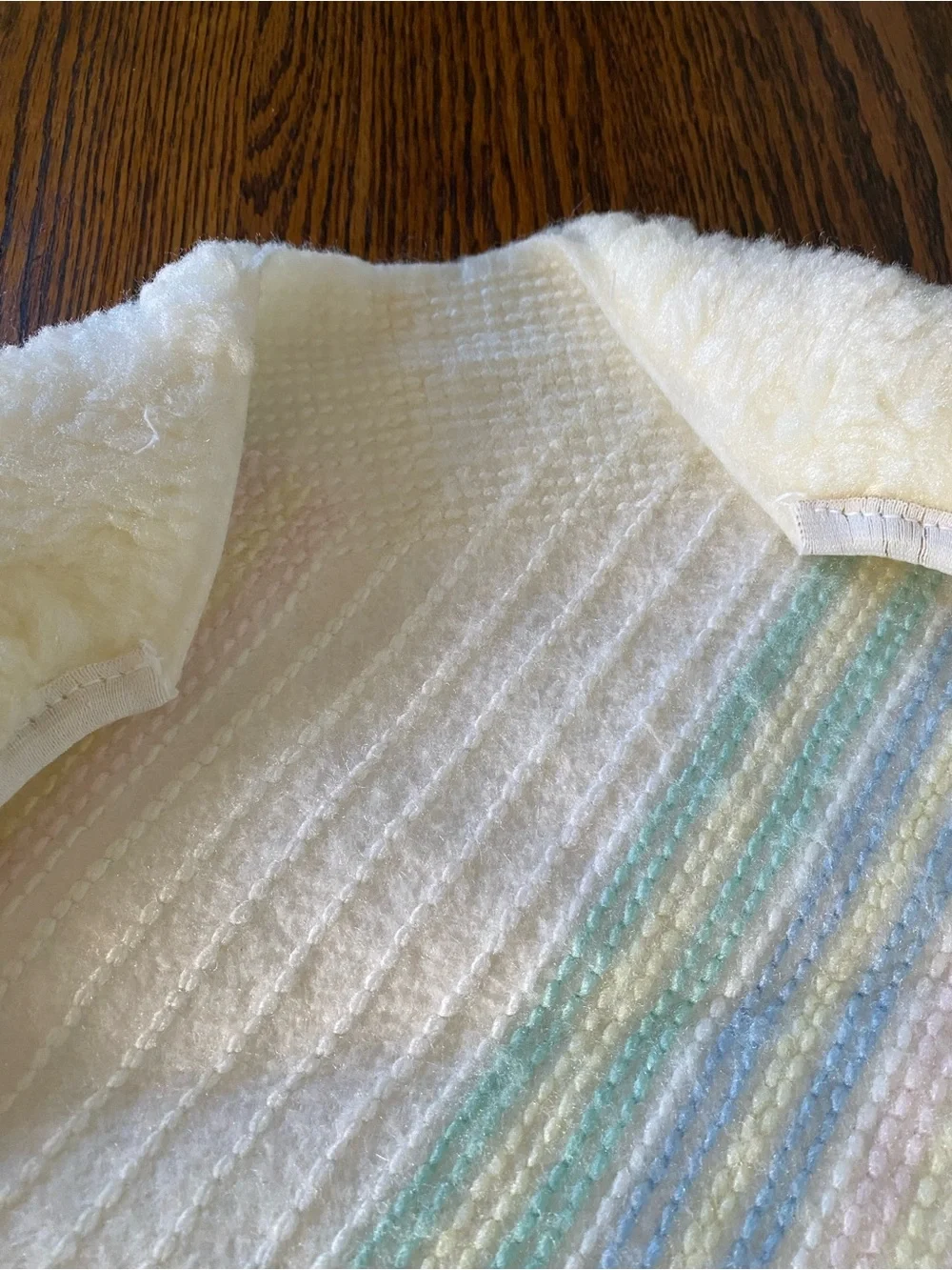 Vintage 1970s 80s Fuzzy Toilet Lid Cover Rainbow Pastel NOS